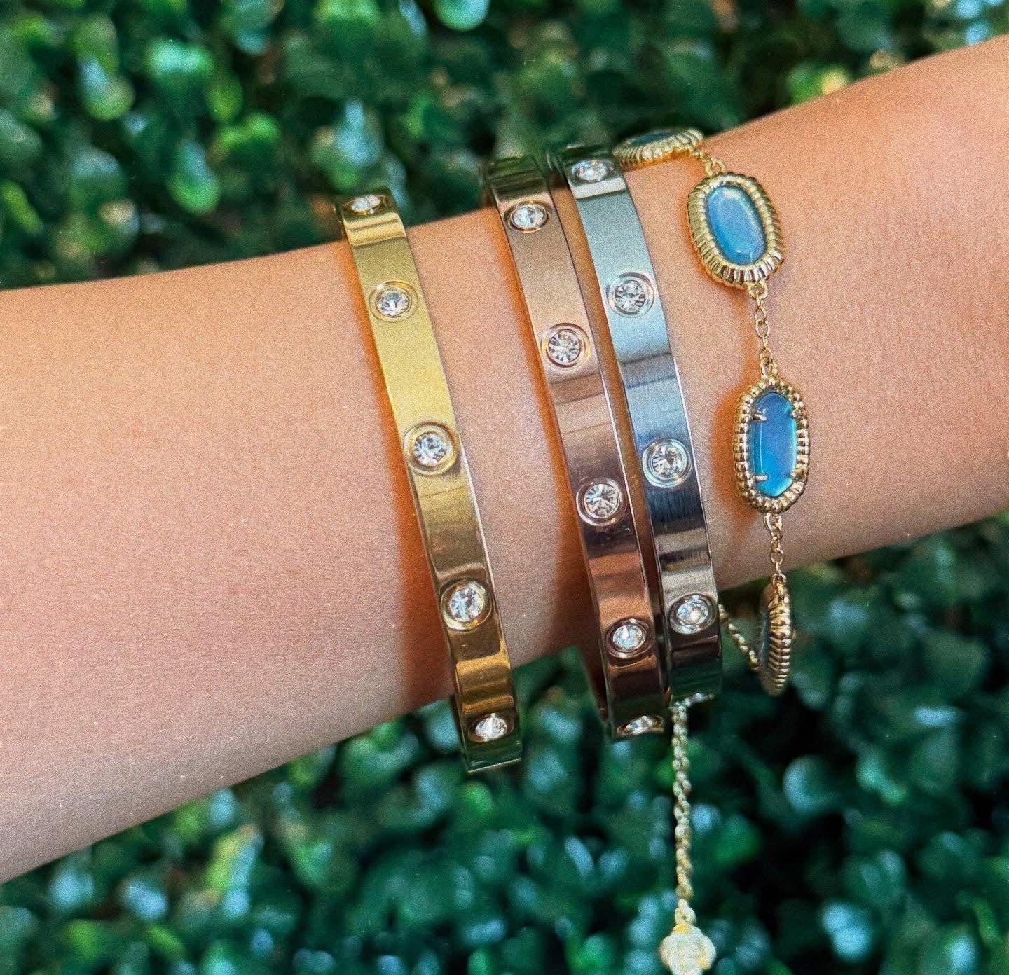 Rhinestone Love Style Bangle Bracelet