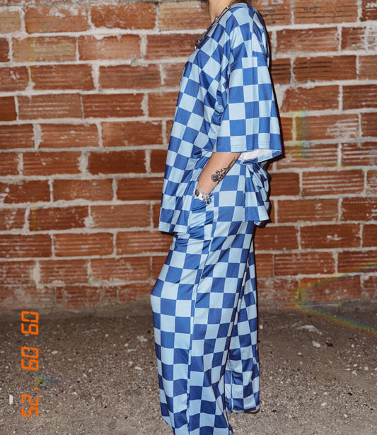 Checkered Blue Top